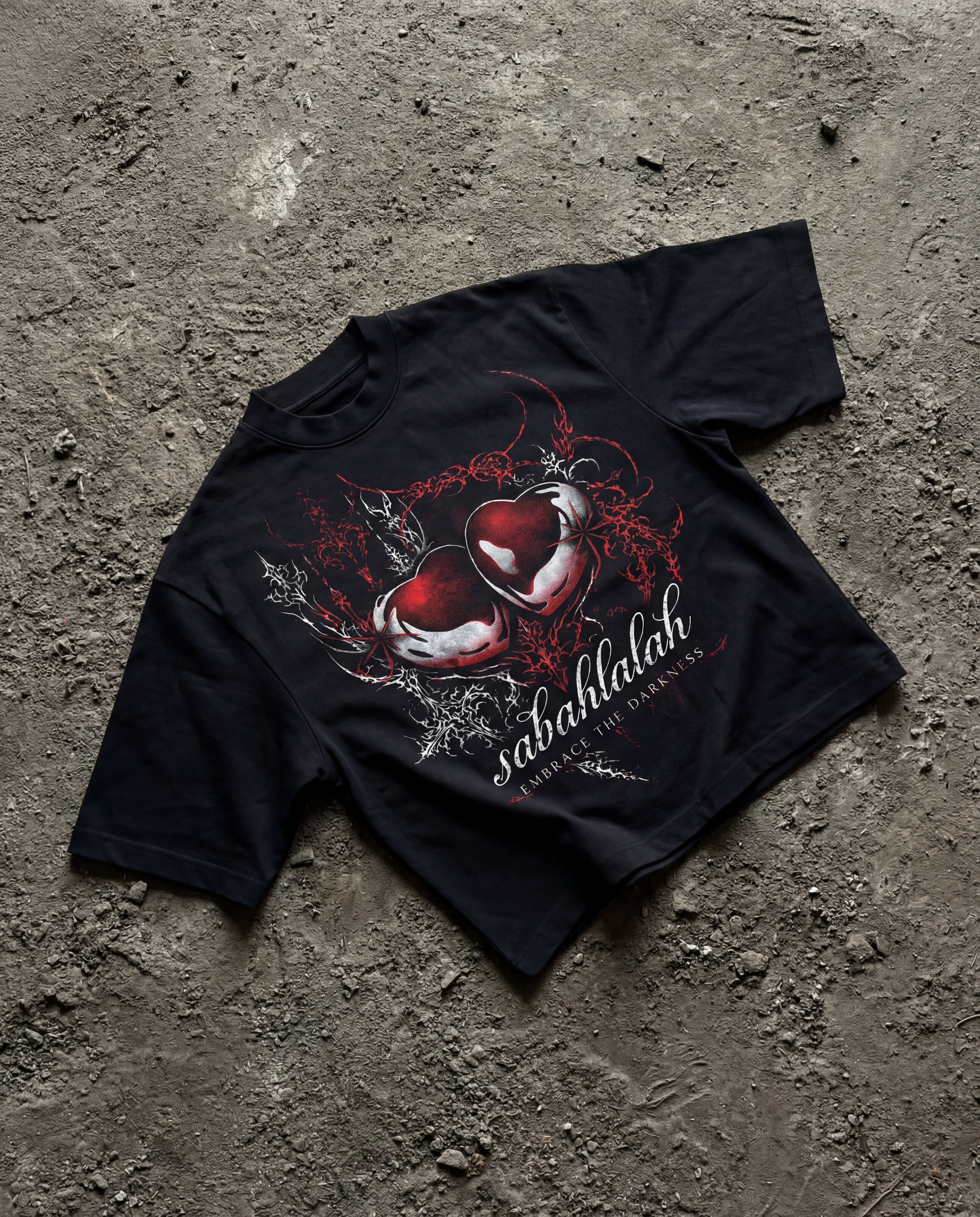 SBLH -Two Hearts Black Boxy Tee