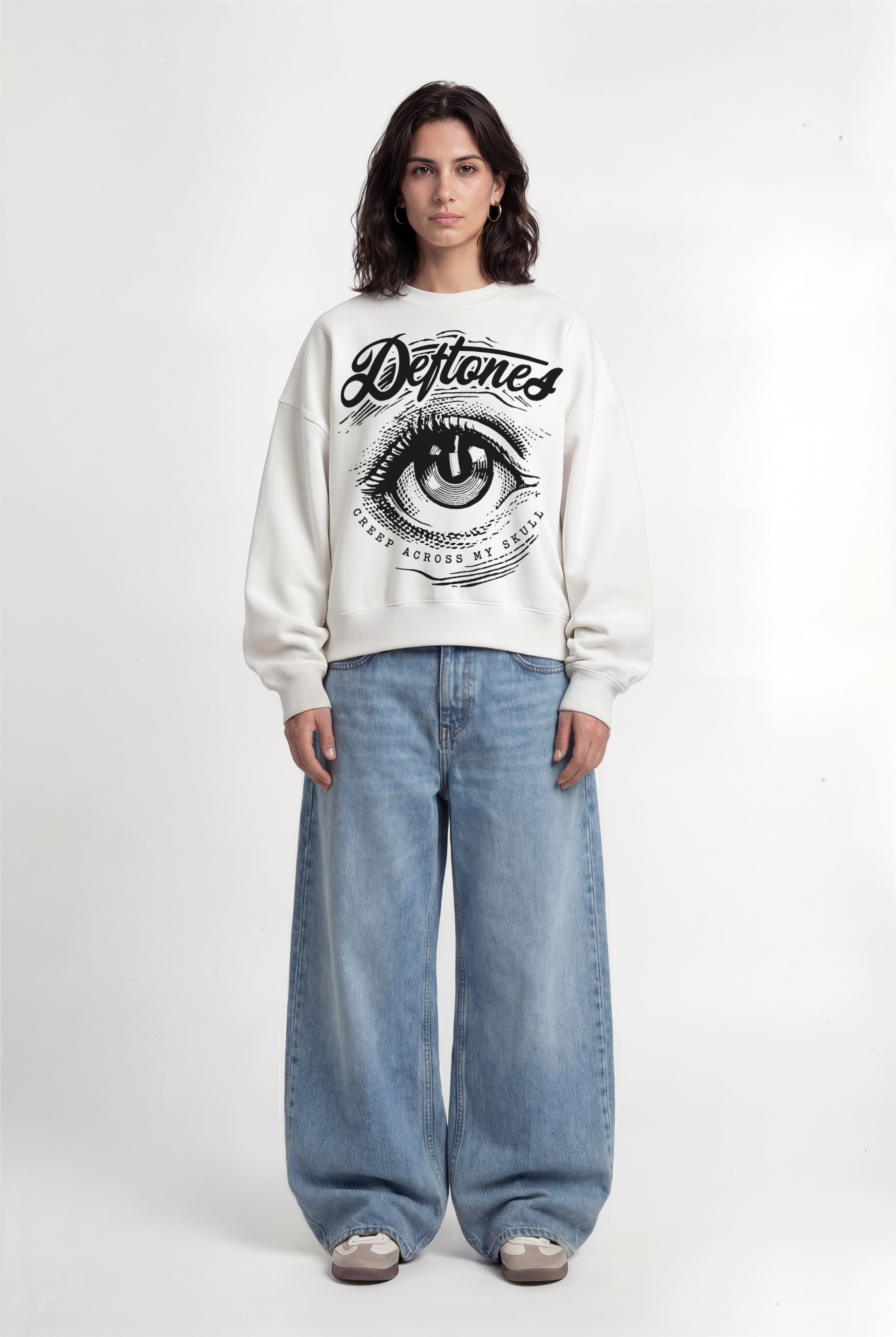 Deftones Eye White Boxy Sweatshirt