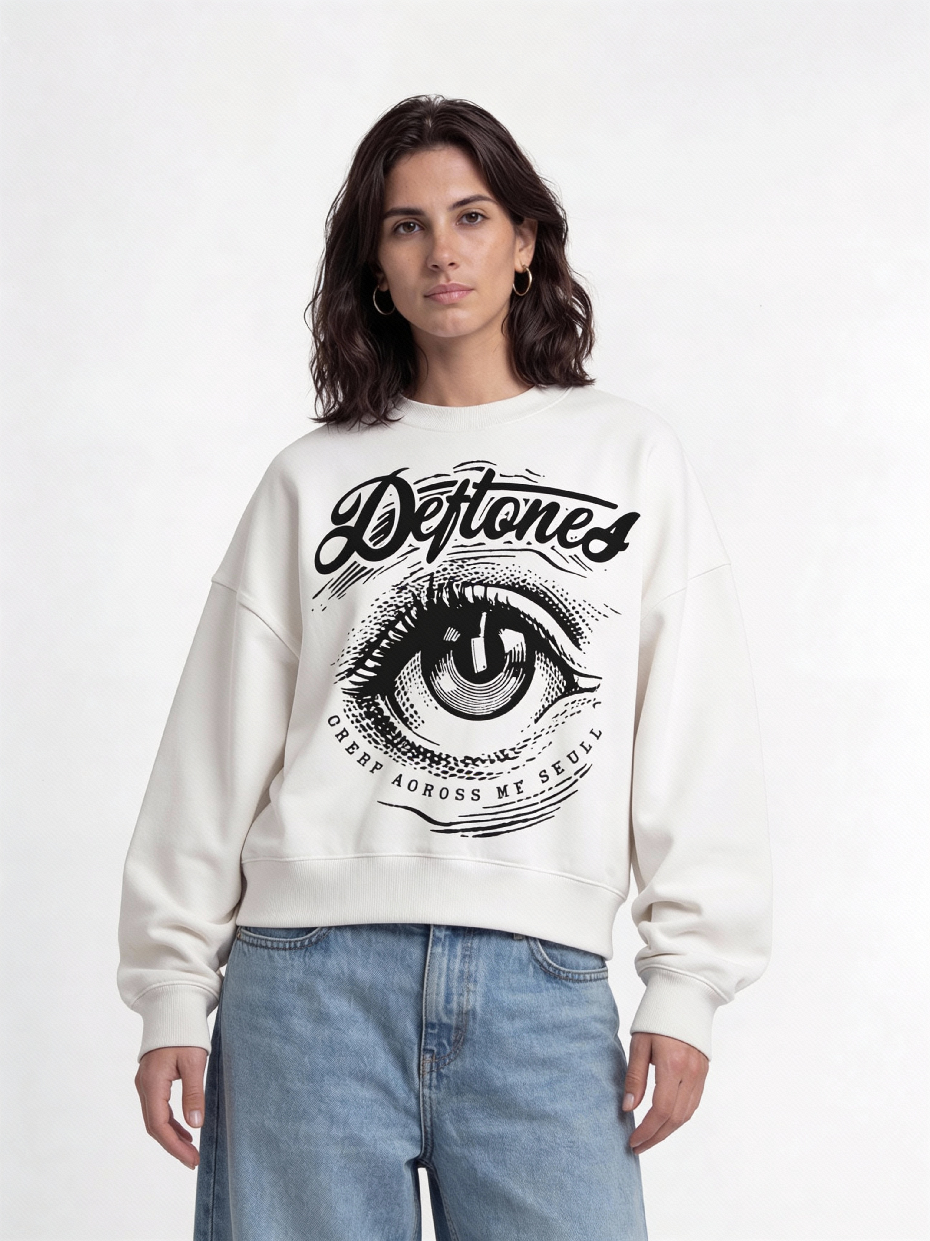 Deftones Eye White Boxy Sweatshirt