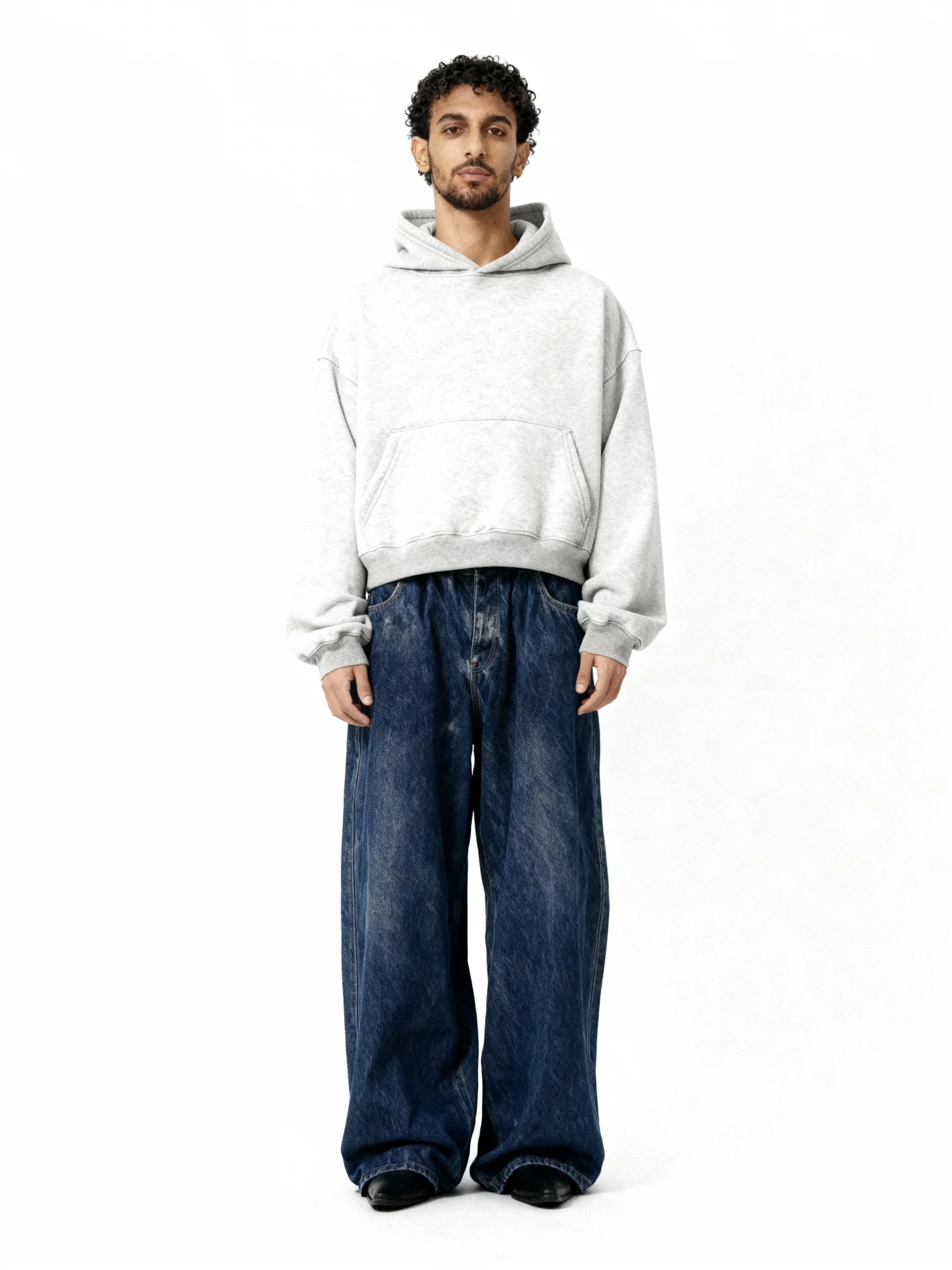 Plain Light Gray Boxy Hoodie