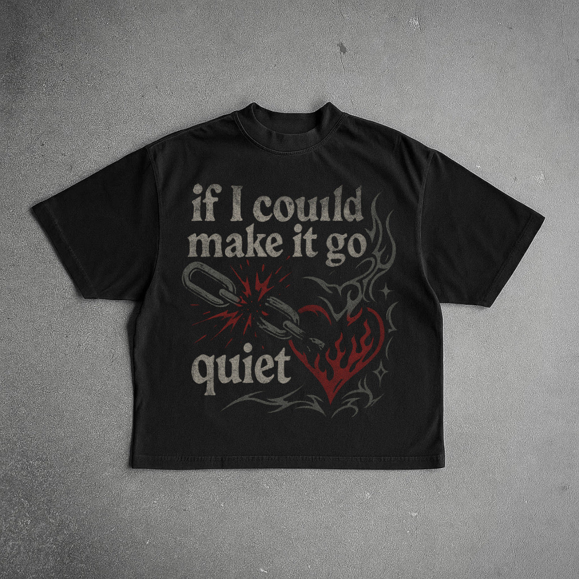 If I Could Go Make It Quiet Black Boxy Tee