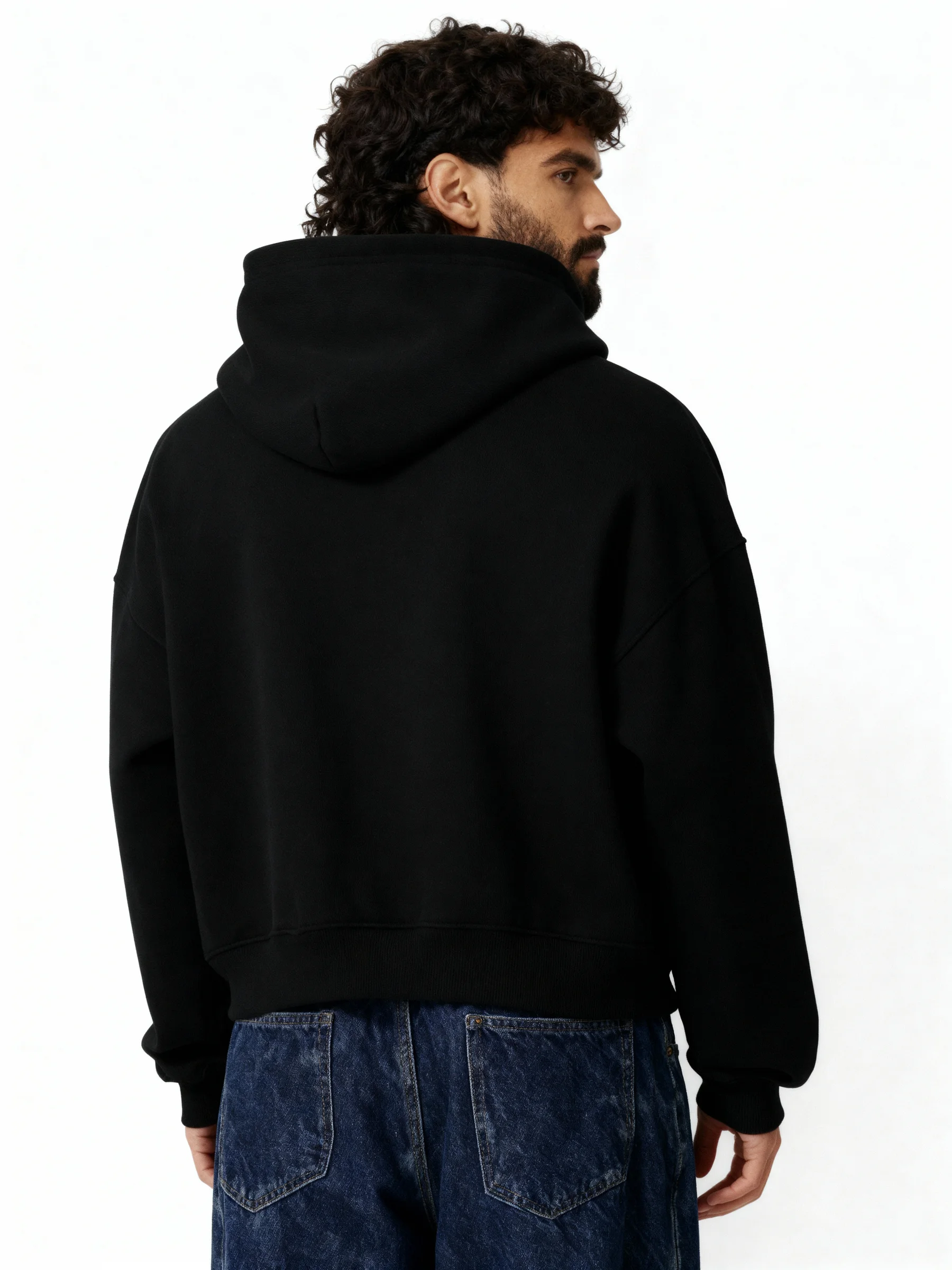 Plain Black Boxy Hoodie