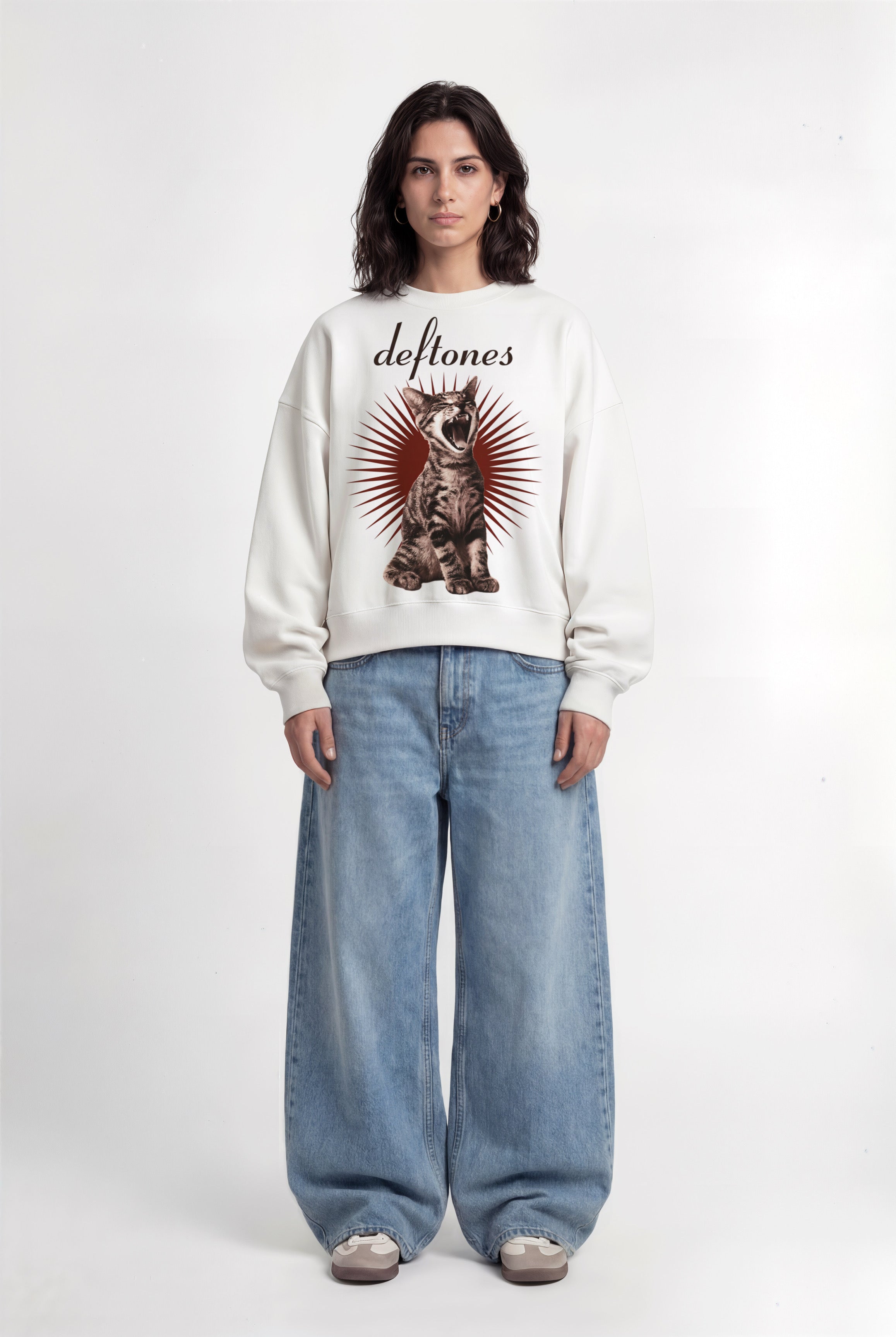 Classic Deftones White Boxy Sweatshirt