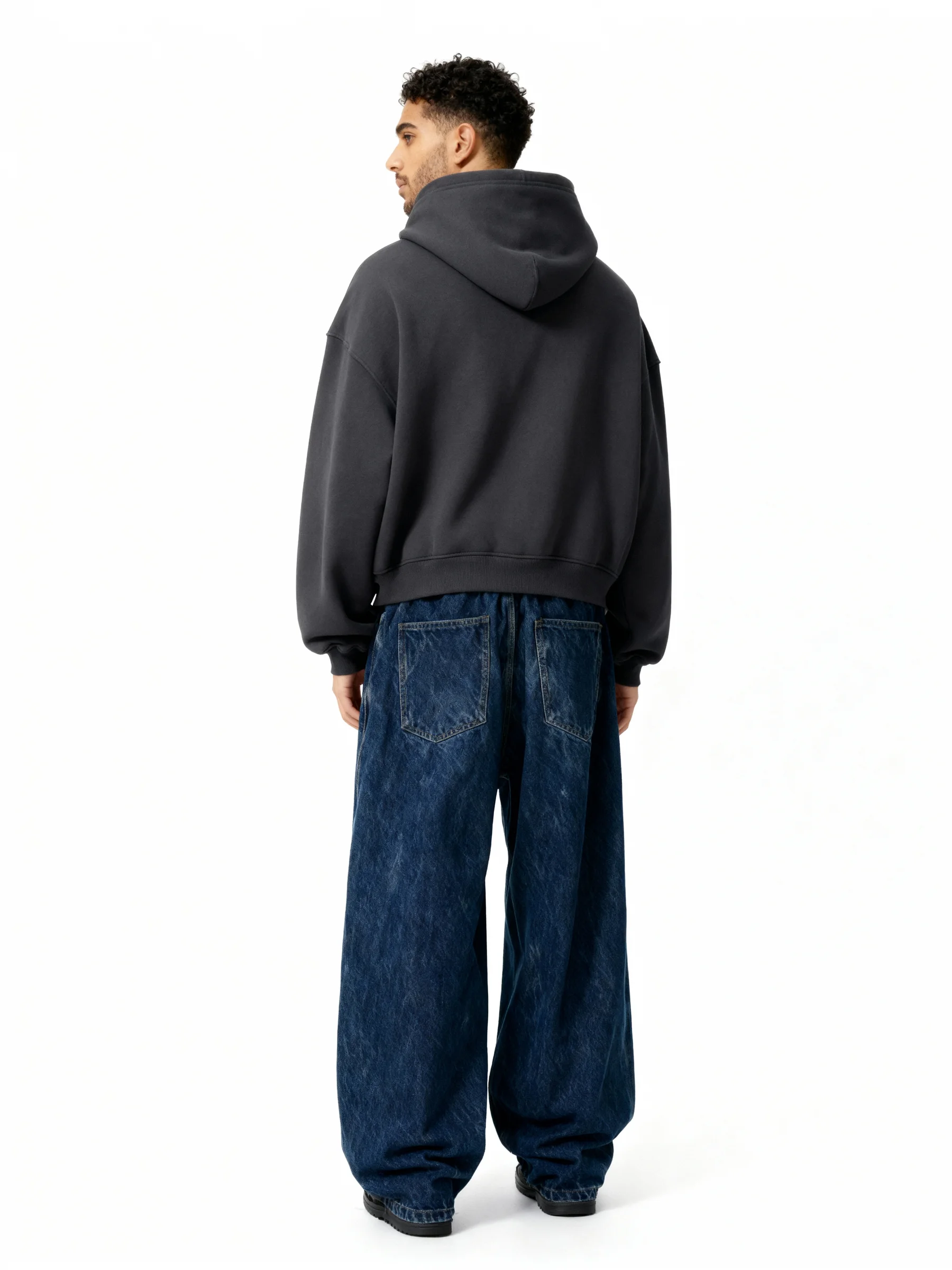 Plain Dark Gray Boxy Hoodie