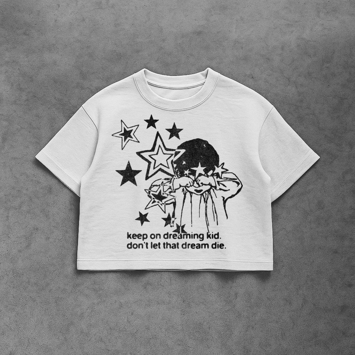 Keep On Dreaming White Boxy Tee