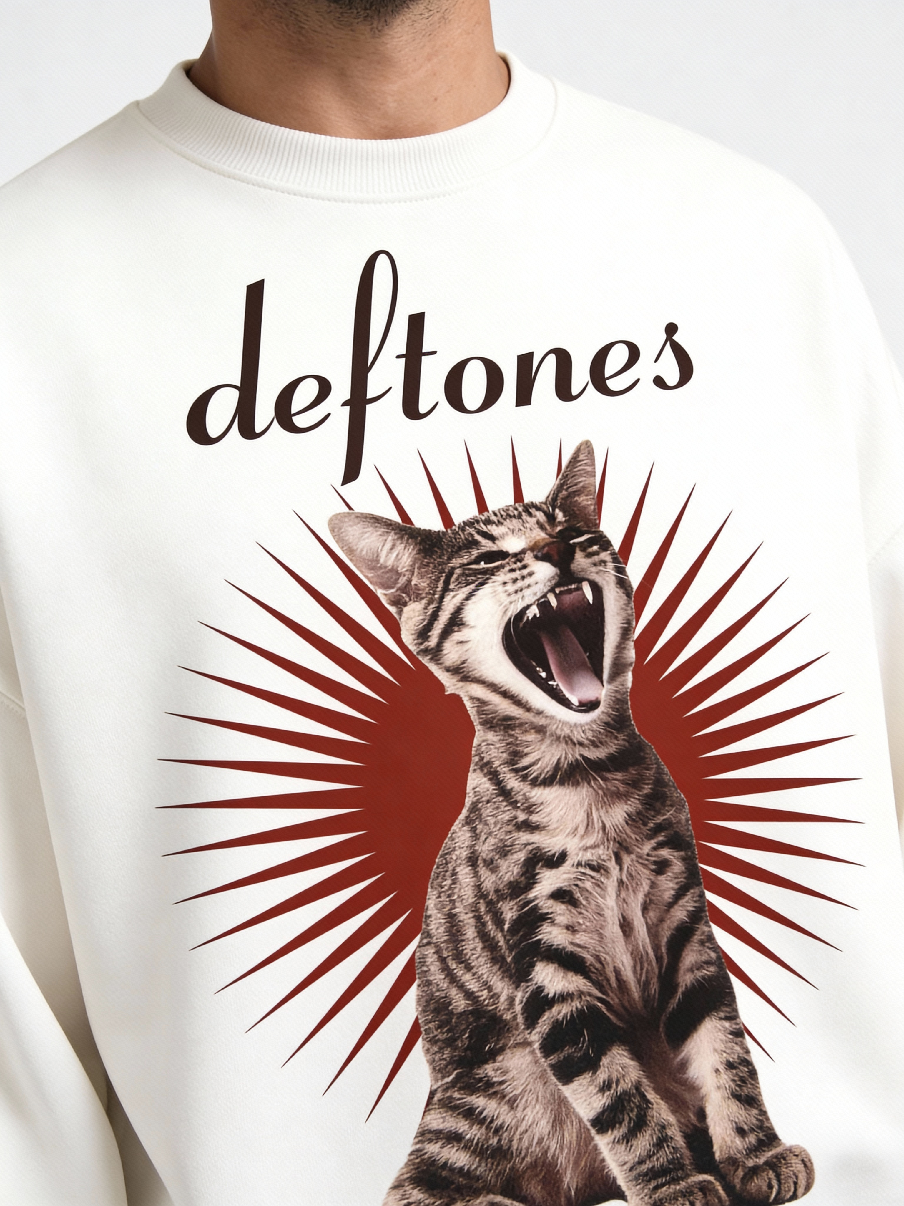 Classic Deftones White Boxy Sweatshirt