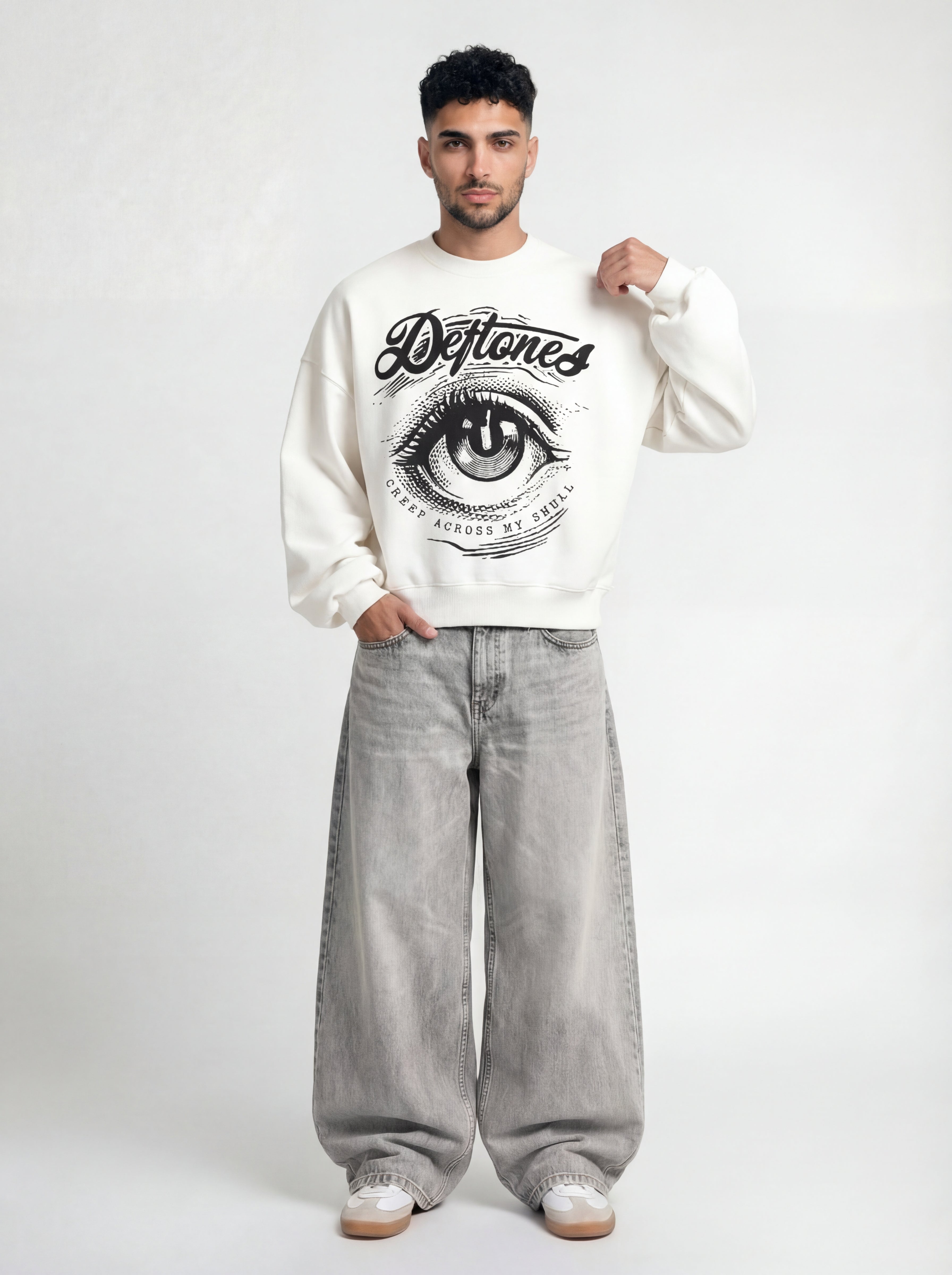 Deftones Eye White Boxy Sweatshirt