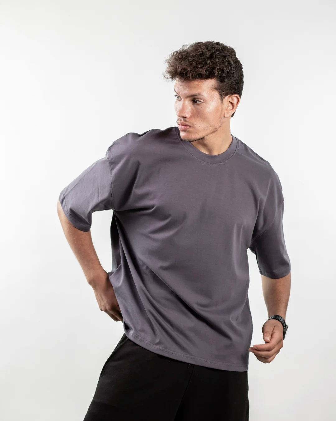 Plain Steel Gray Boxy Tee