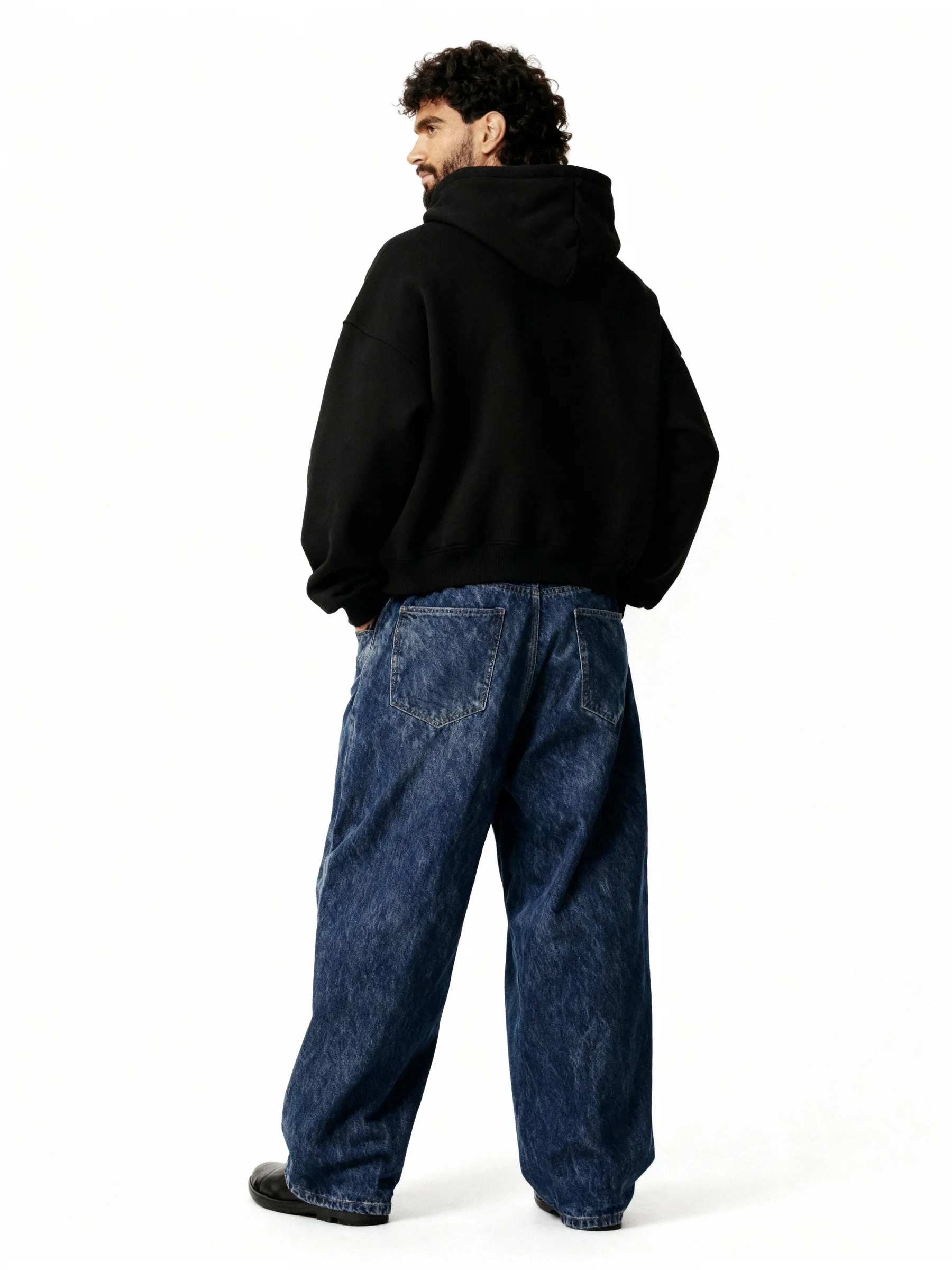 Plain Black Boxy Hoodie