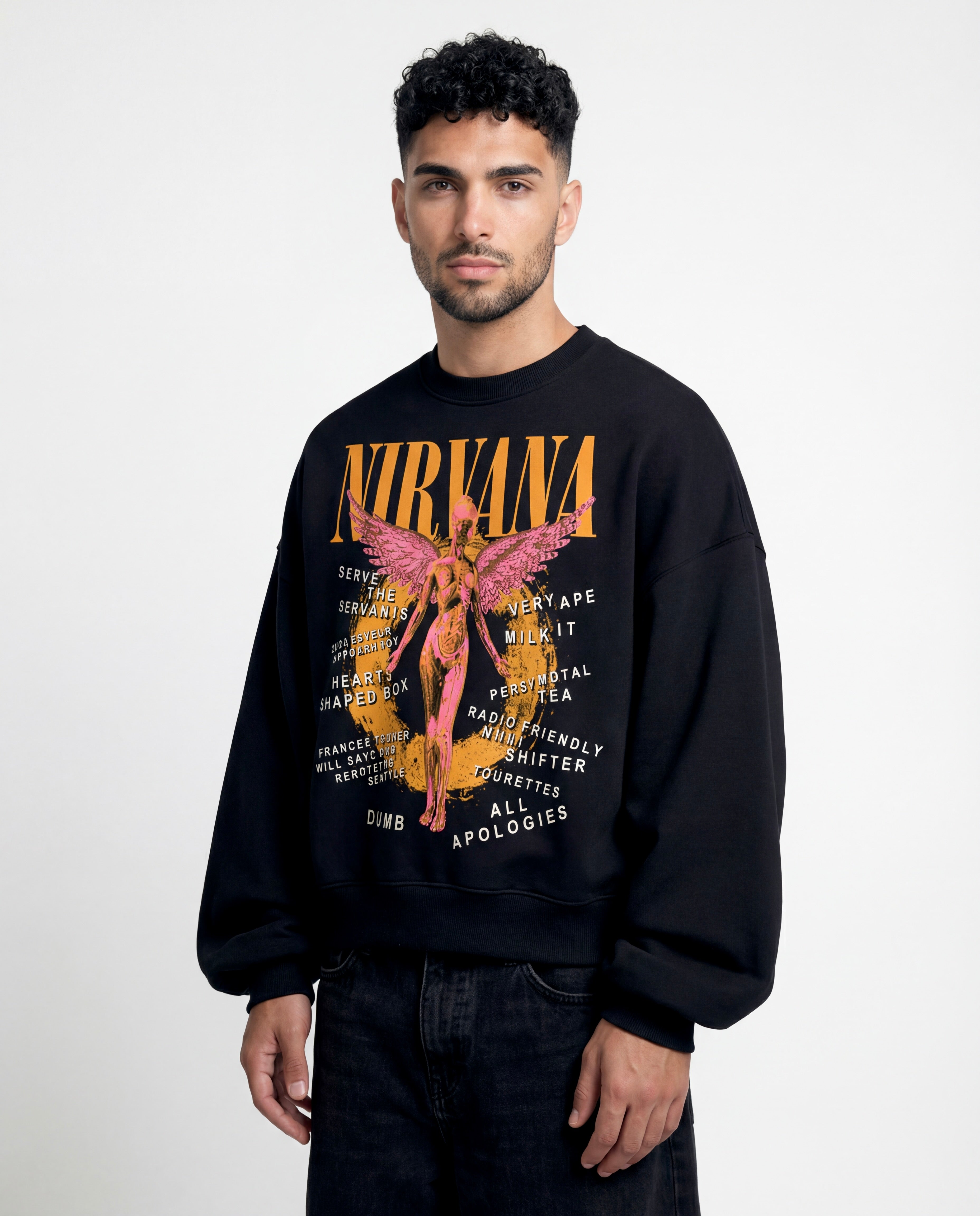 Nirvana Black Boxy Sweatshirt