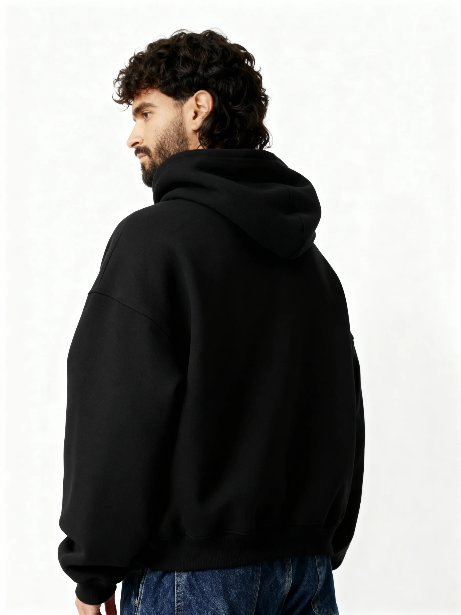 Plain Black Boxy Hoodie