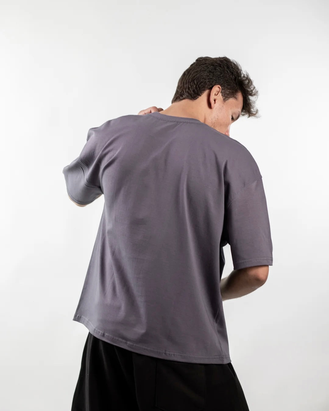 Plain Steel Gray Boxy Tee