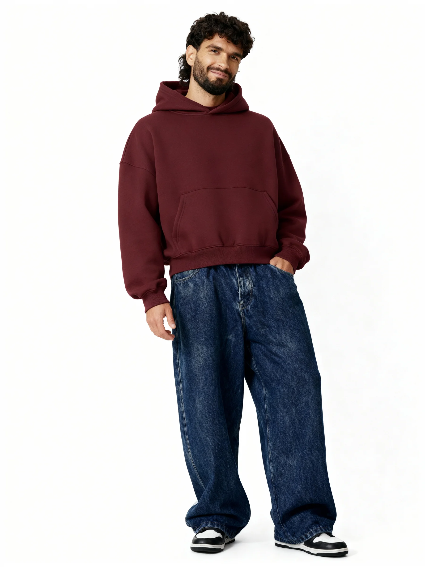 Plain Burgundy Boxy Hoodie