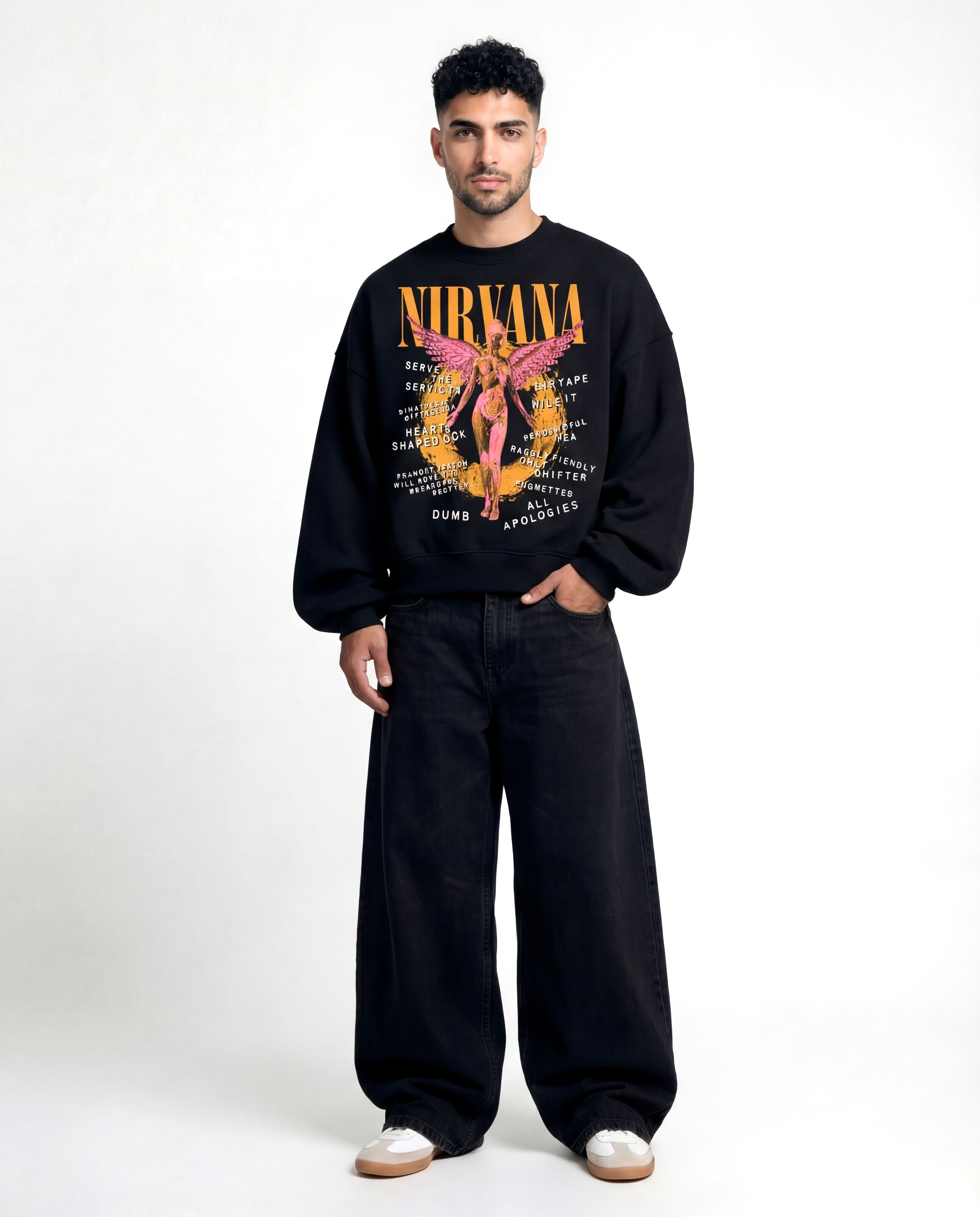 Nirvana Black Boxy Sweatshirt