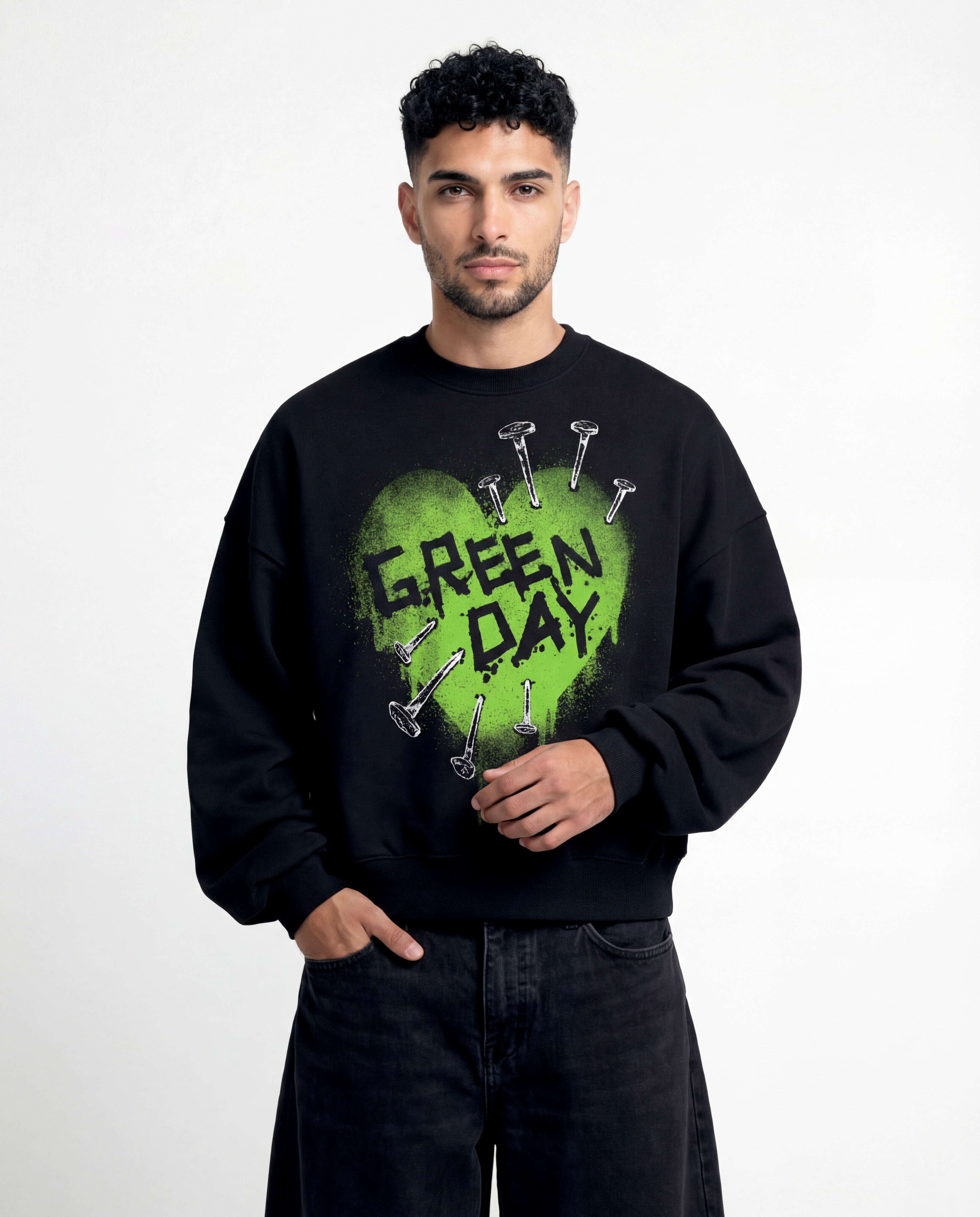 Green Day Black Boxy Sweatshirt