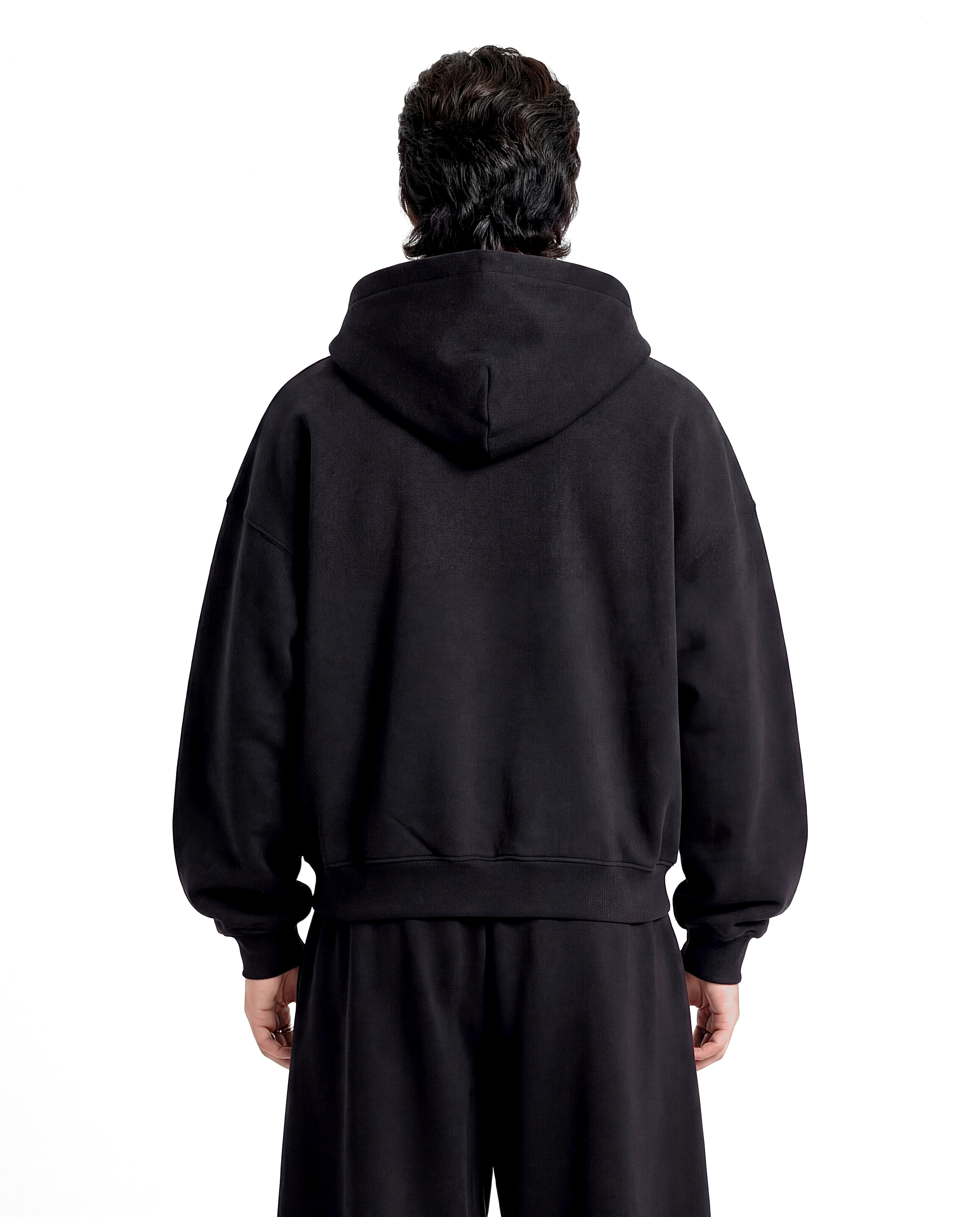 Black Boxy Zip Up Jacket