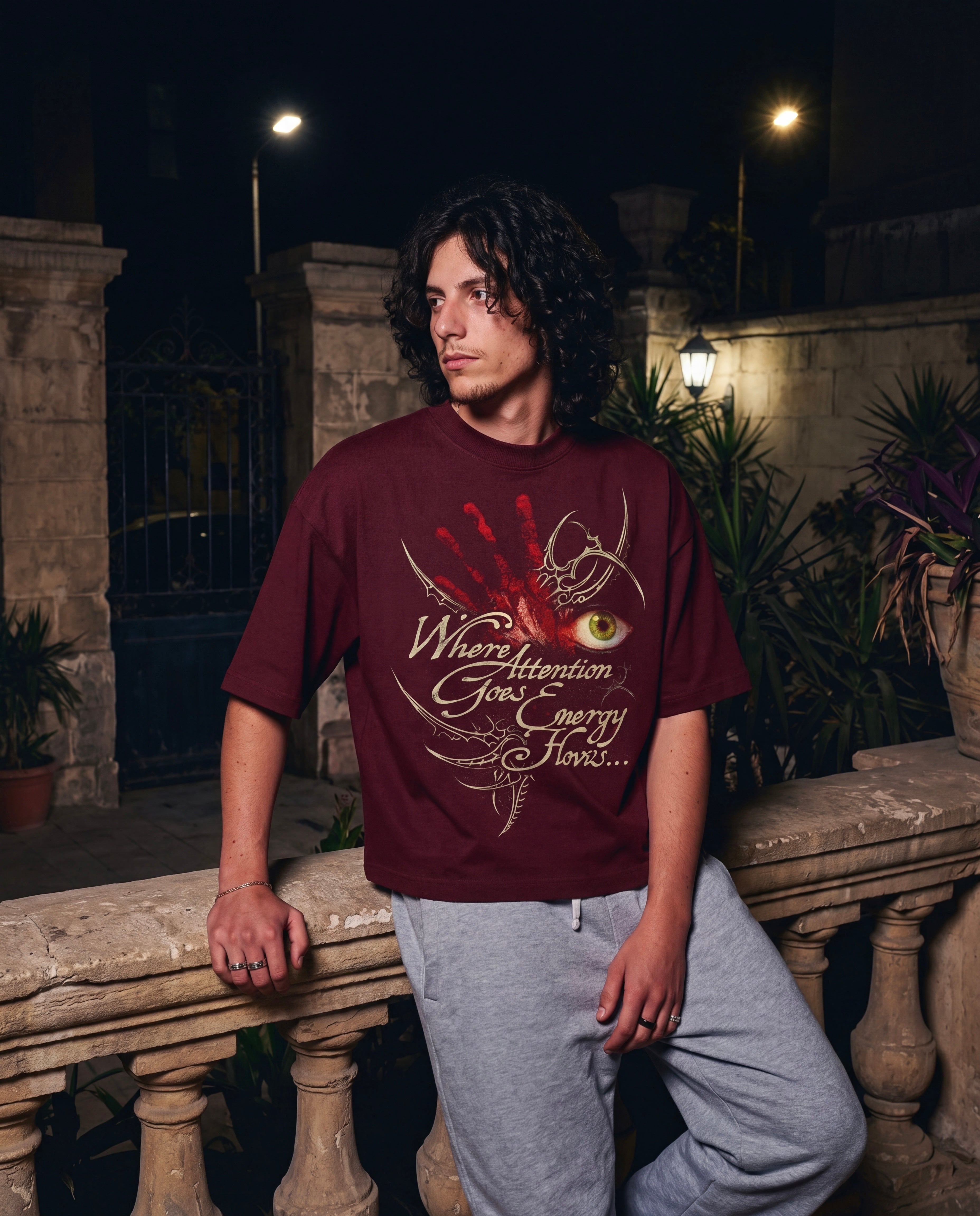 Energy Maroon Boxy Tee