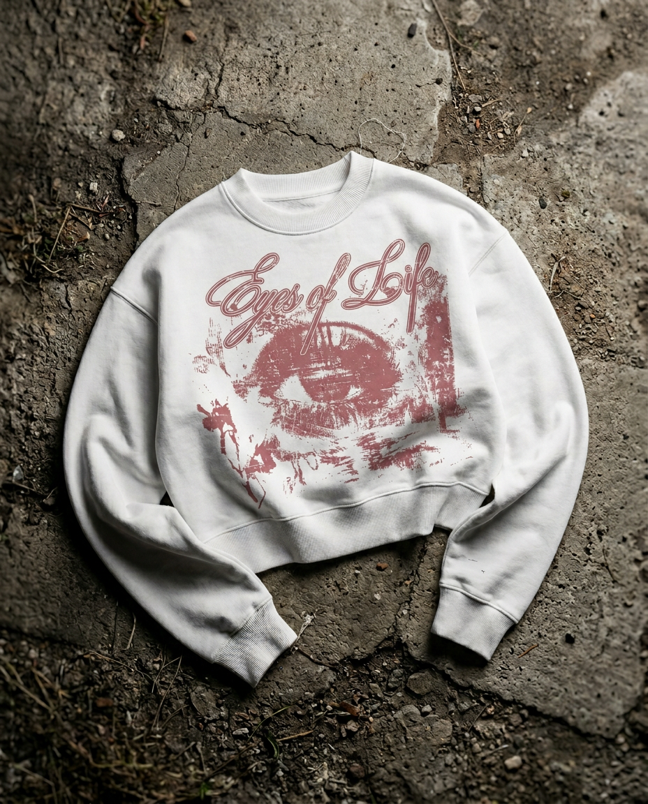 Eyes Of Life White Boxy Sweatshirt
