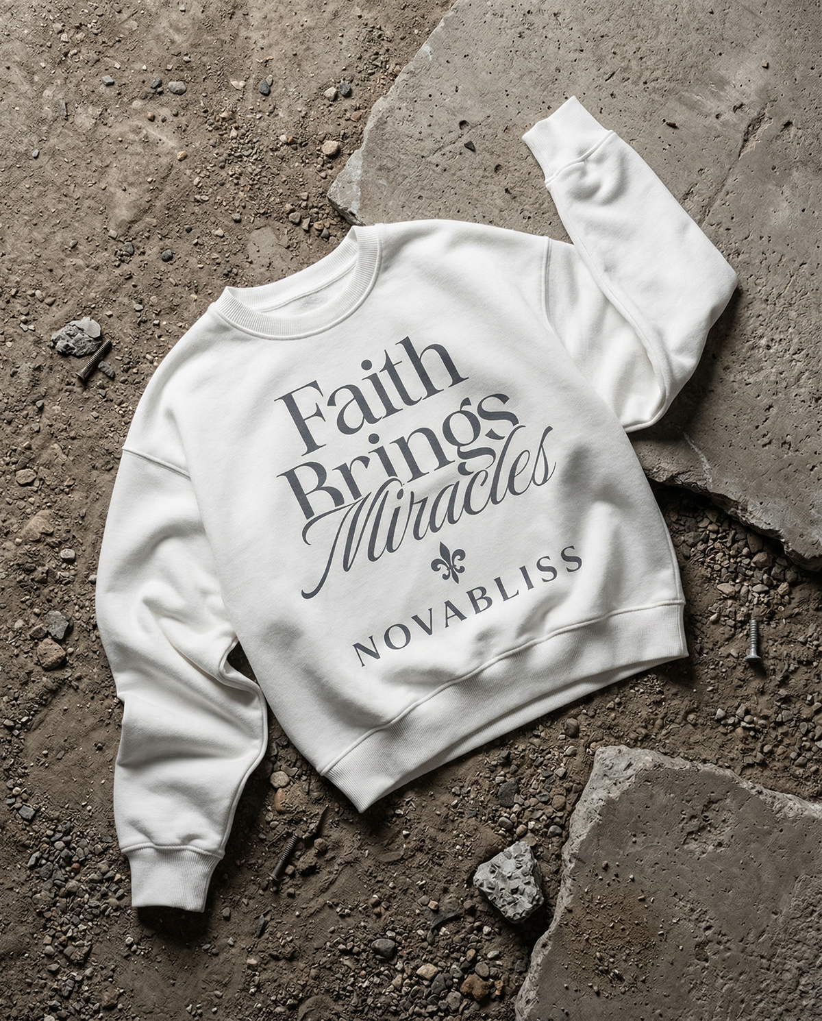 Faith Brings Miracles White Boxy Sweatshirt