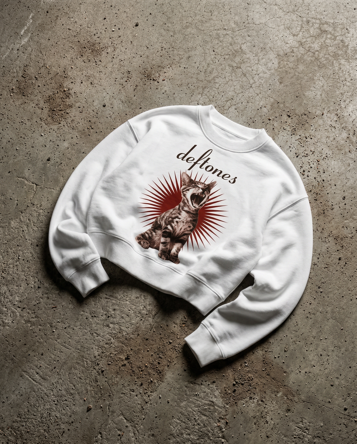 Classic Deftones White Boxy Sweatshirt