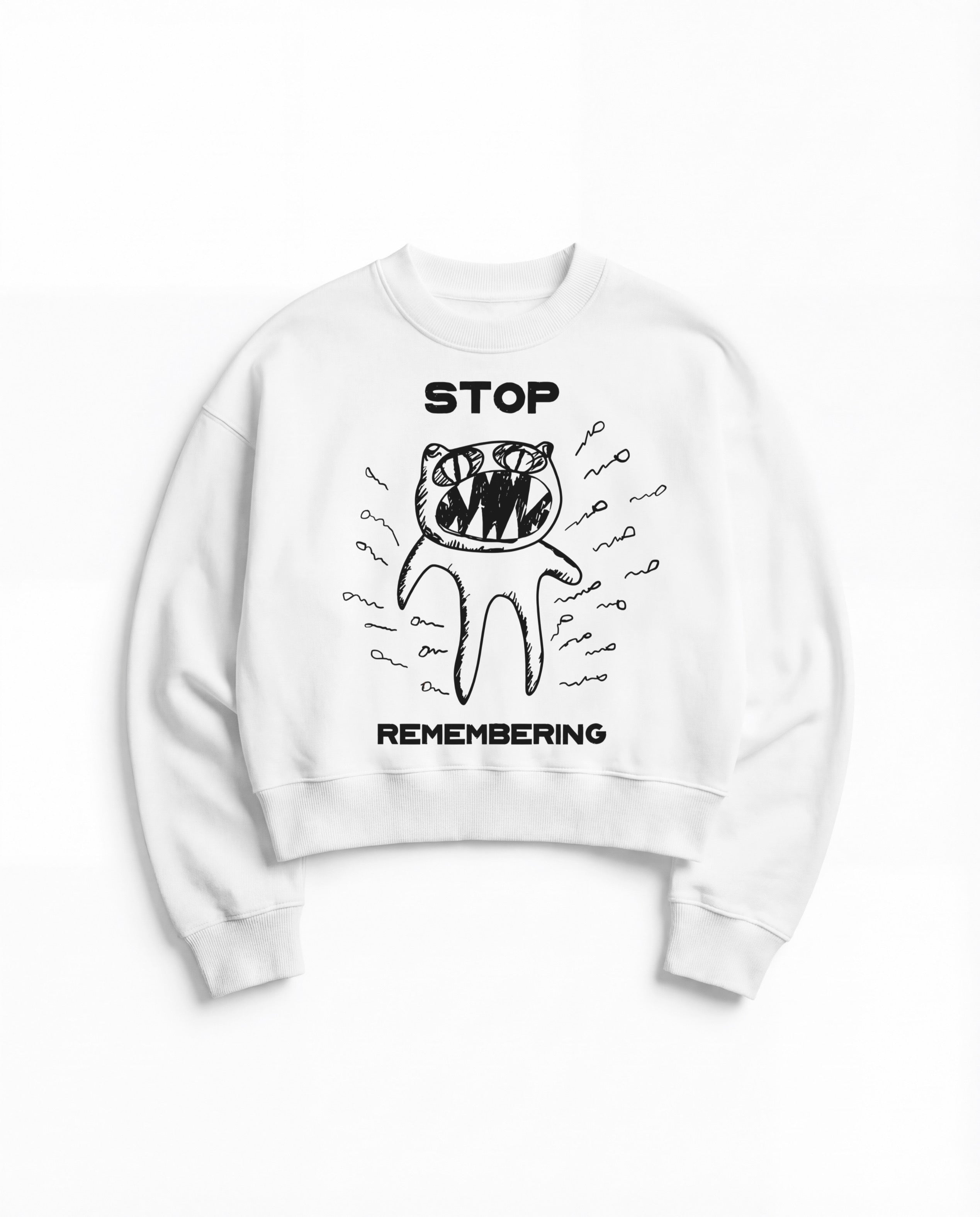 Stop Remembering White Boxy Sweatshirt
