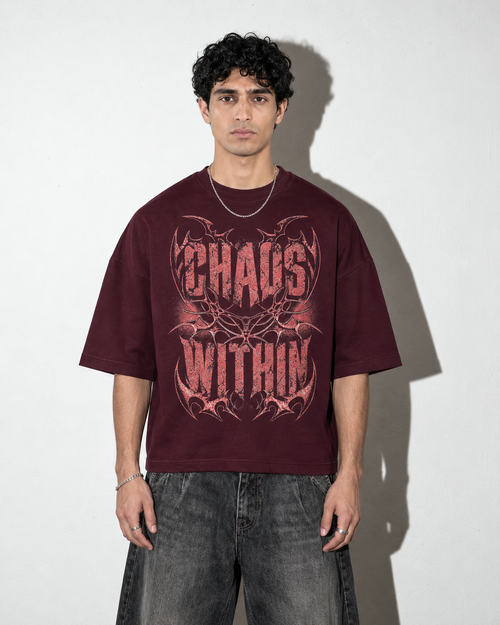 Chaos Maroon Boxy Tee