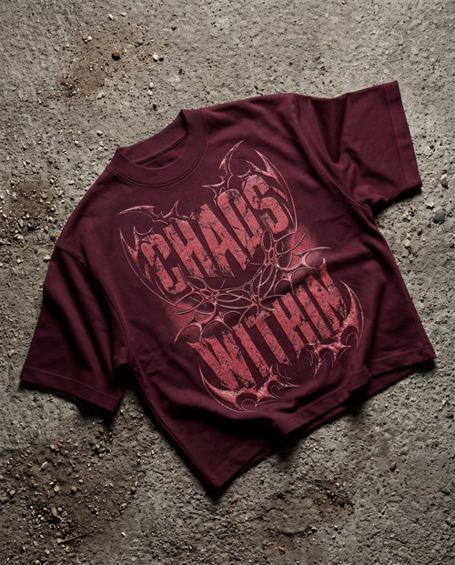 Chaos Maroon Boxy Tee