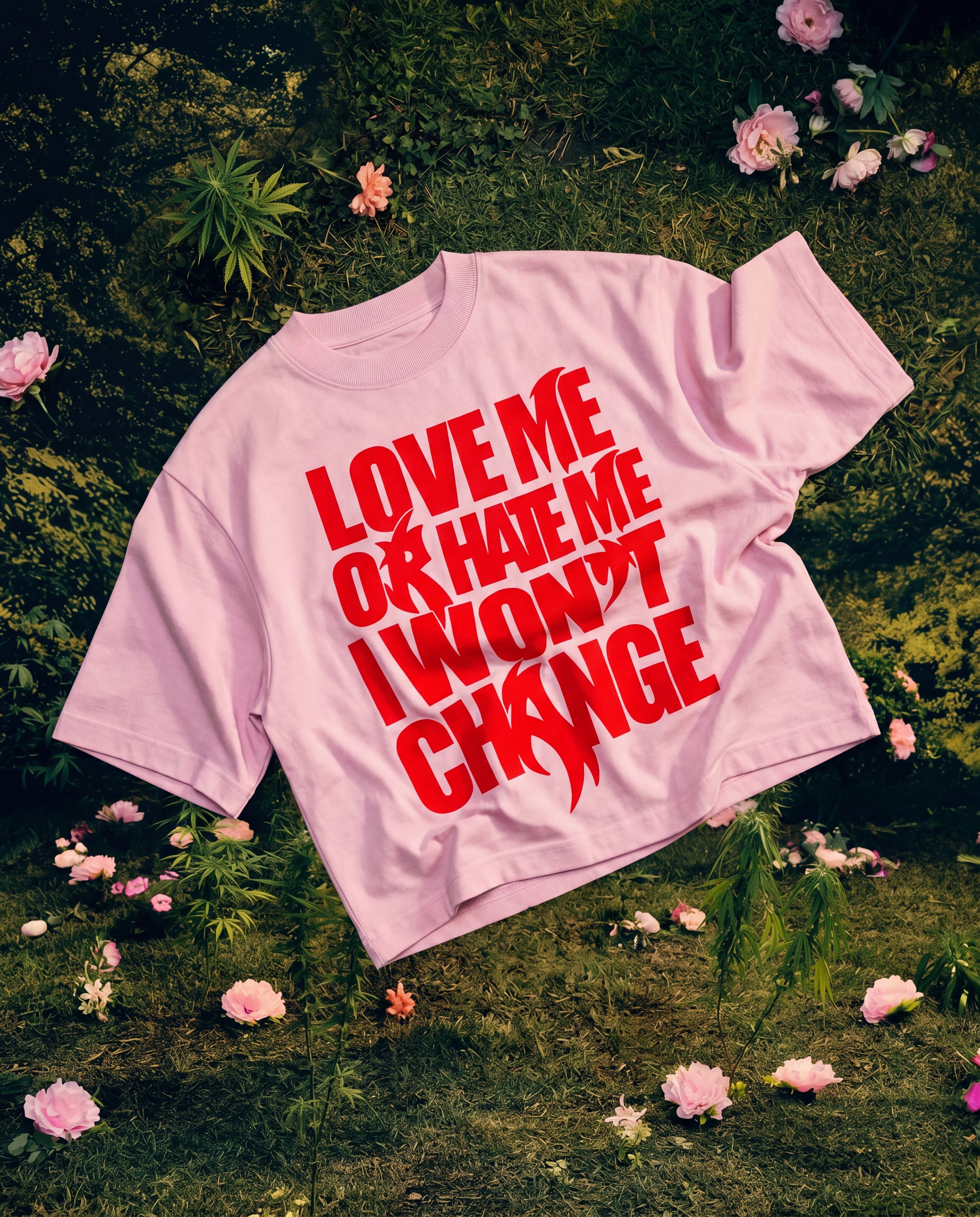 Love Me Or Hate Me Pink Boxy Tee