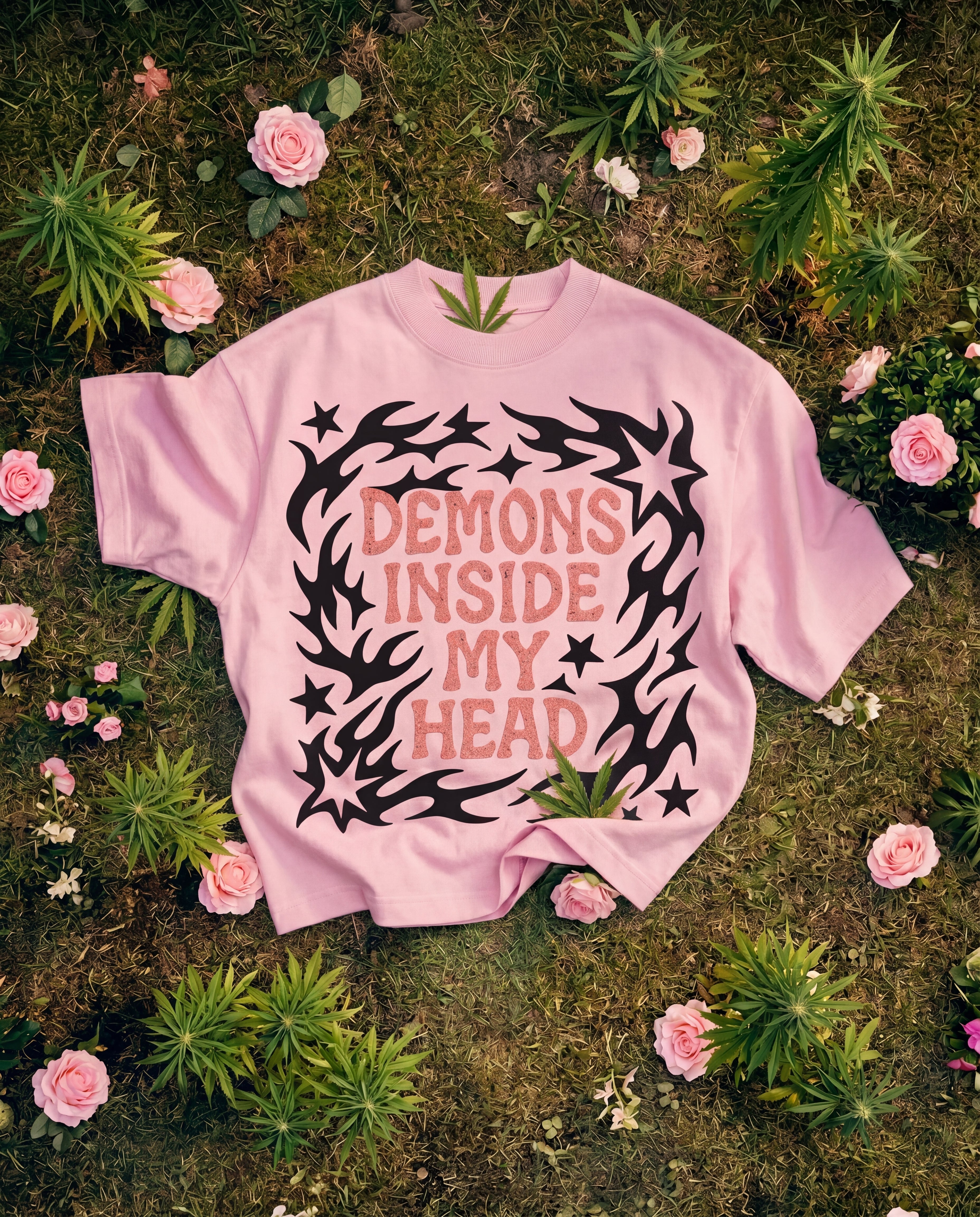 Demons In My Head Pink Boxy Tee