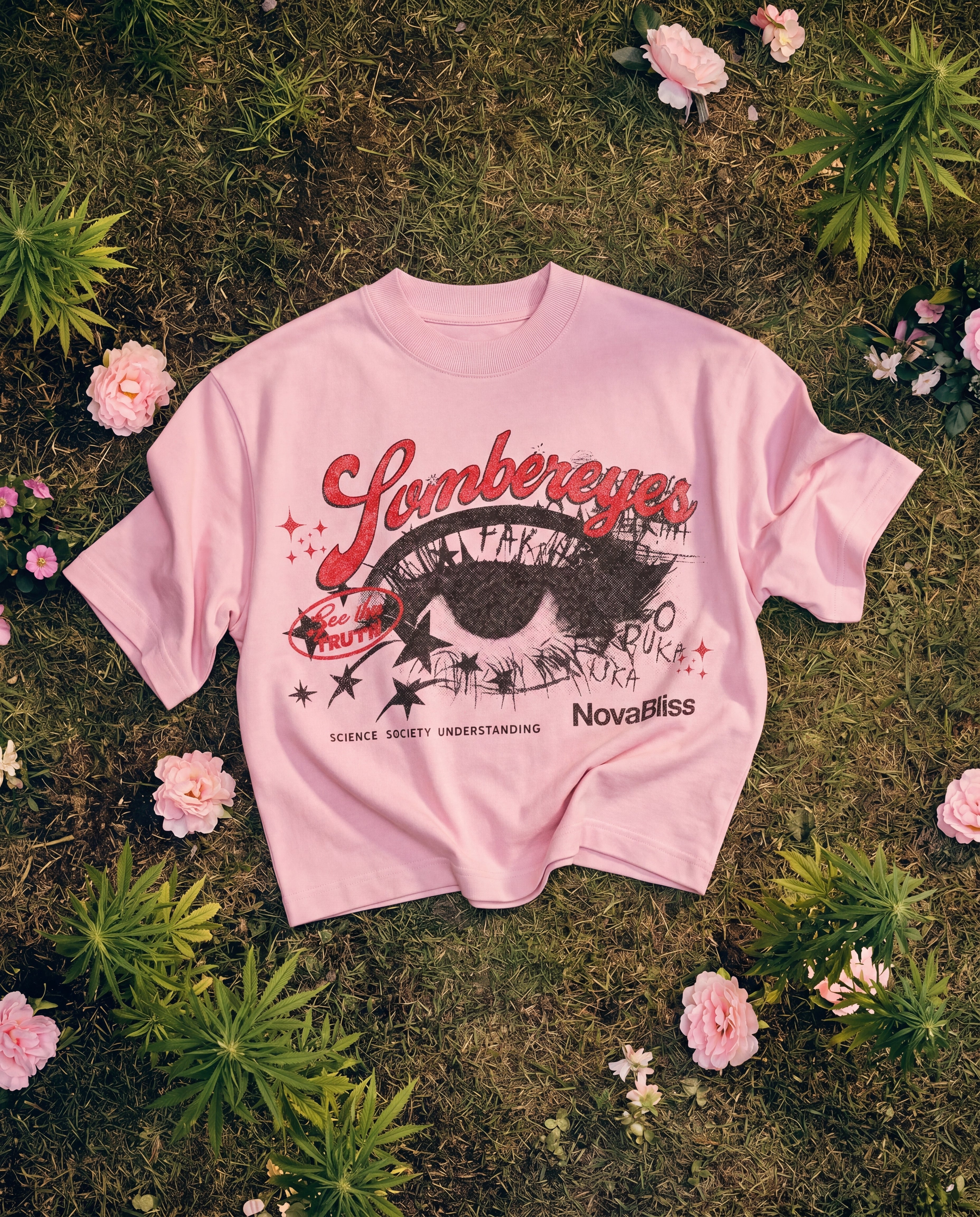 Somber-Eyes Pink Boxy Tee