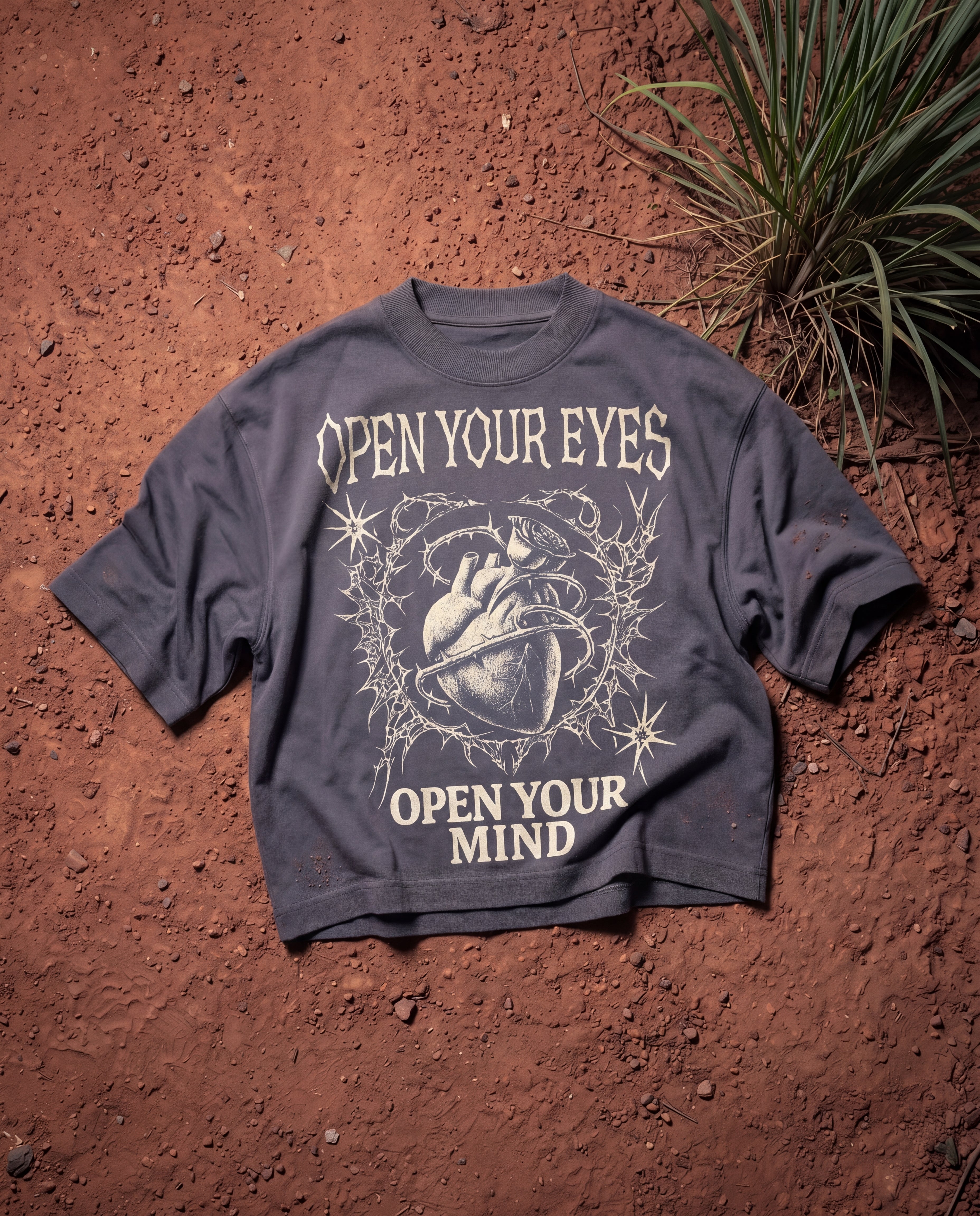 Open Your Eyes Steel Gray Boxy Tee
