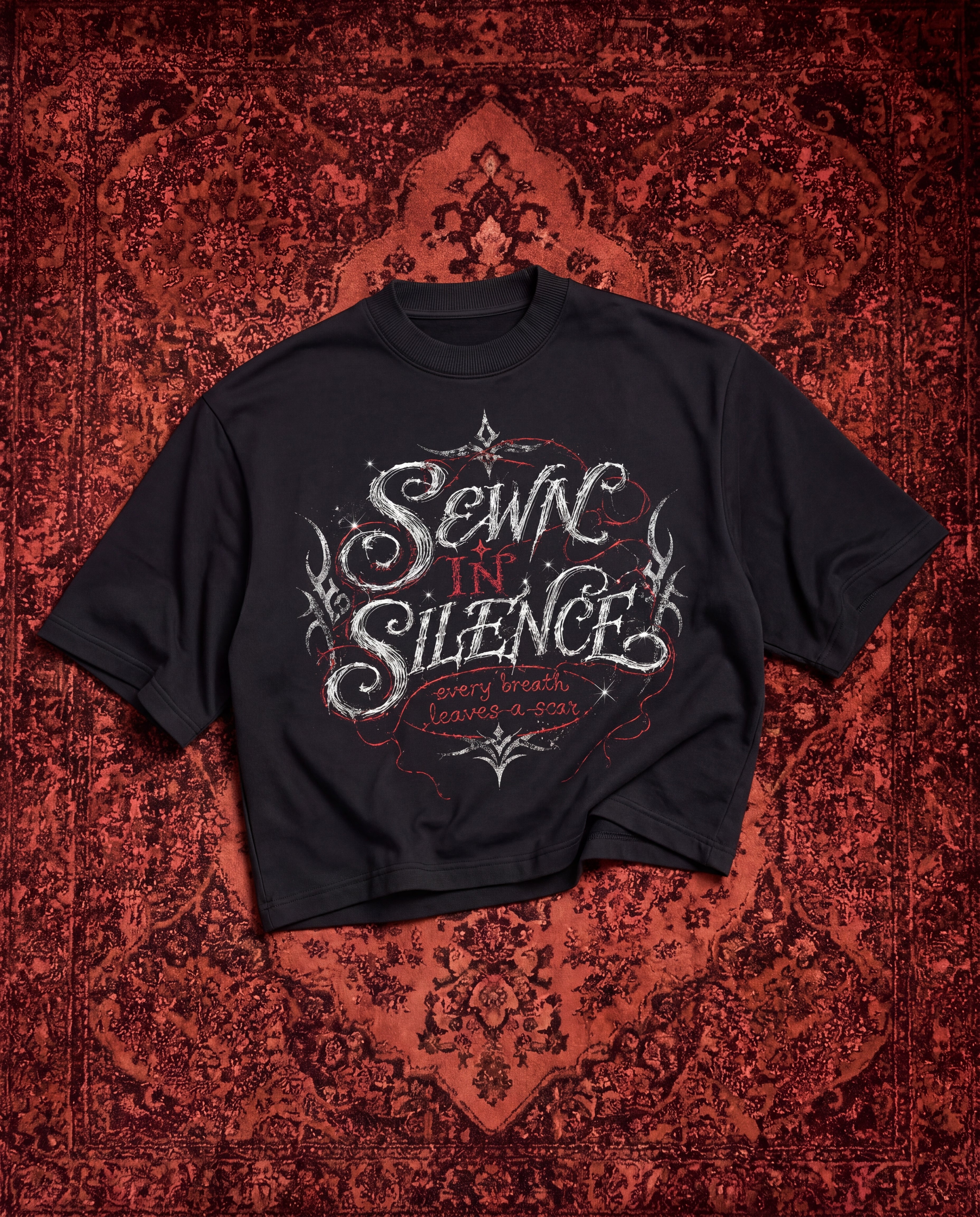 Sewn In Silence Black Boxy Tee