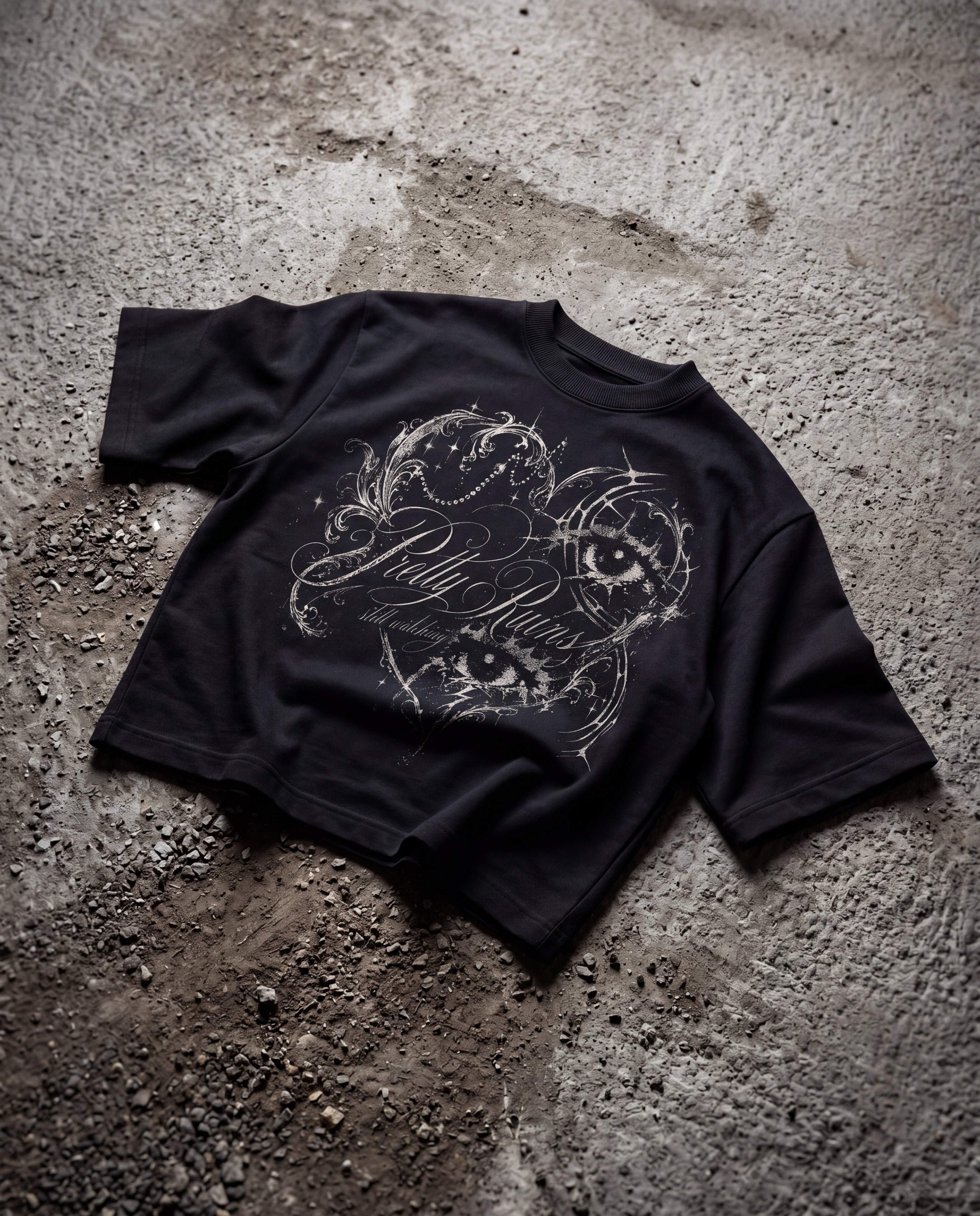 Pretty Ruins Black Boxy Tee