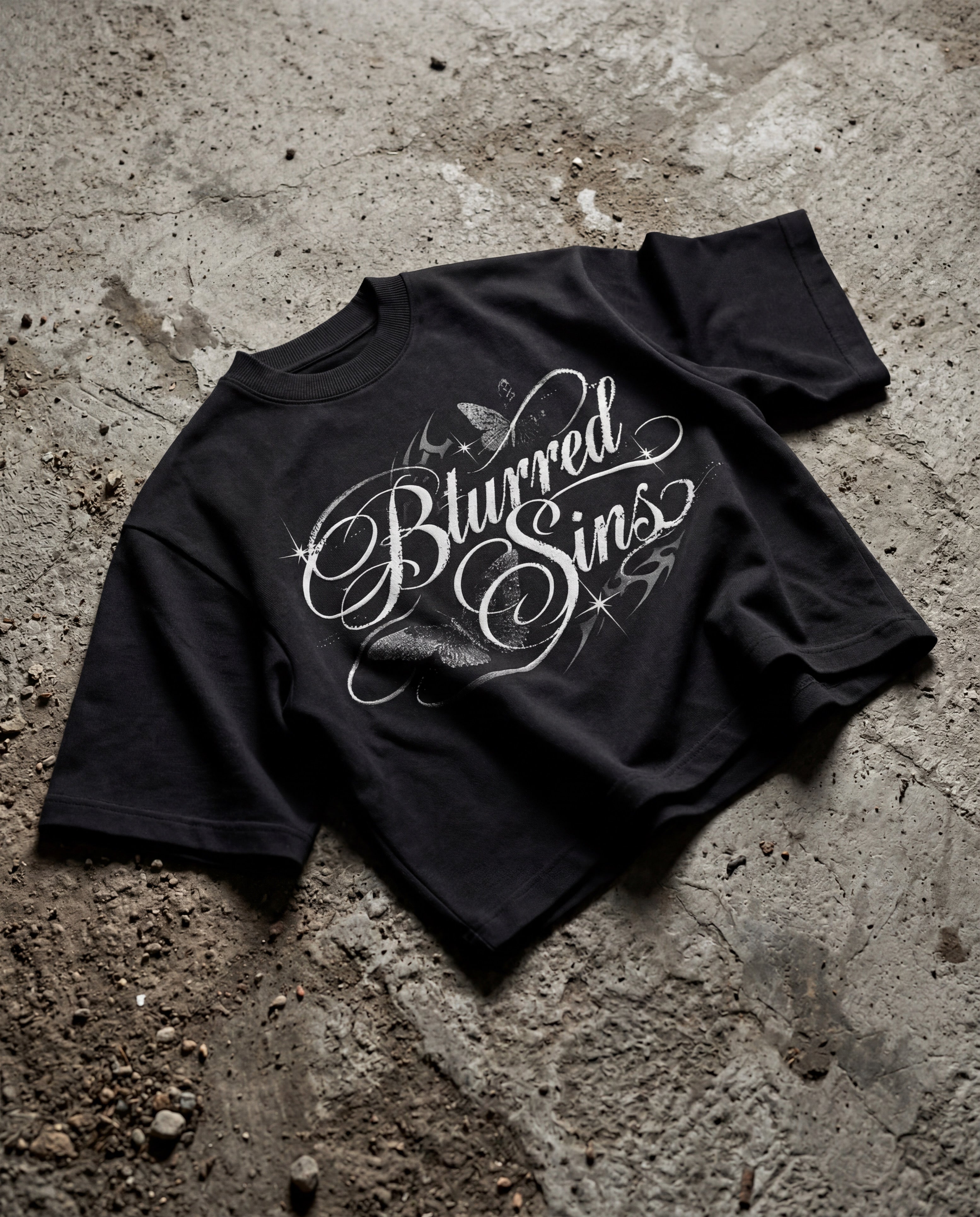 Blurred Sins Black Boxy Tee